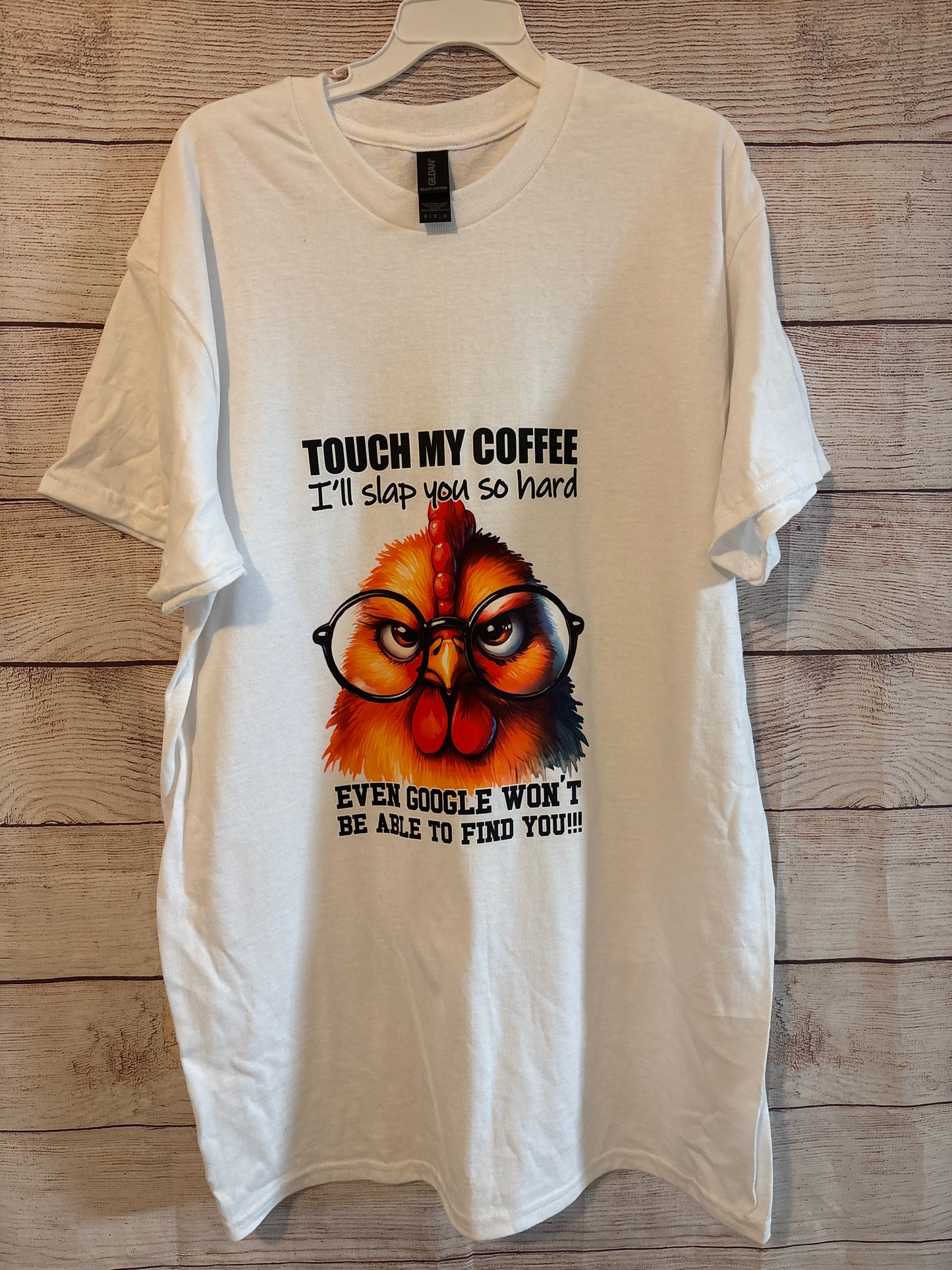 “Touch My Coffee” Angry Chicken Funny T-Shirt